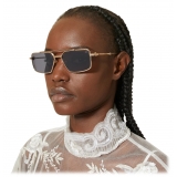 Valentino - Occhiale da Sole Rettangolare in Metallo - Oro Grigio Scuro - Valentino Eyewear
