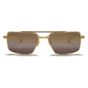 Valentino - Rectangular Sunglasses in Metal - Light Gold Brown - Valentino Eyewear