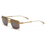 Valentino - Occhiale da Sole Rettangolare in Metallo - Oro Chiaro Marrone - Valentino Eyewear