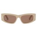Stella McCartney - Falabella Rectangular Sunglasses - Shiny Beige Warm Brown