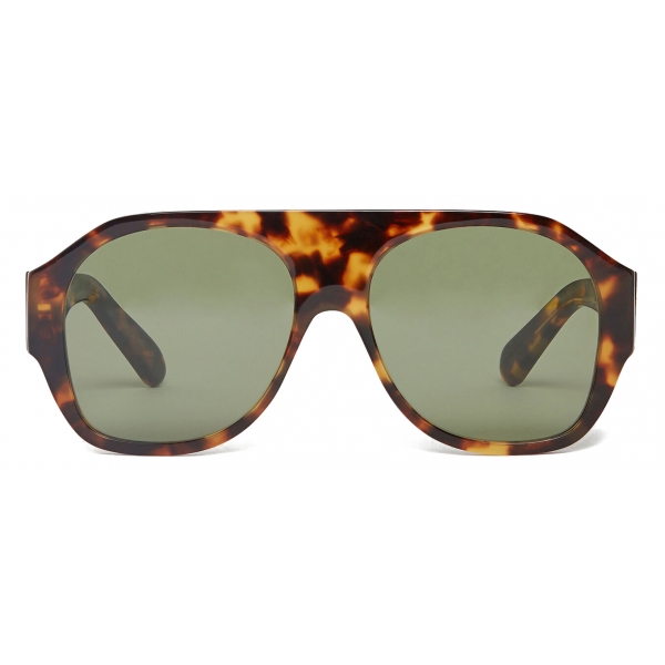 Stella McCartney - Logo Chunky Aviator Sunglasses - Shiny Light Havana