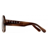 Stella McCartney - Logo Chunky Aviator Sunglasses - Shiny Brown Striped Horn