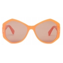 Stella McCartney - Occhiali da Sole Hexagonale Falabella Pin - Arancione Opalino Lucido