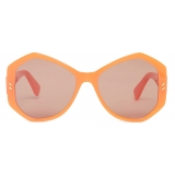 Stella McCartney - Occhiali da Sole Hexagonale Falabella Pin - Arancione Opalino Lucido