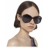 Stella McCartney - Falabella Pin Hexagon Sunglasses - Shiny Dark Havana