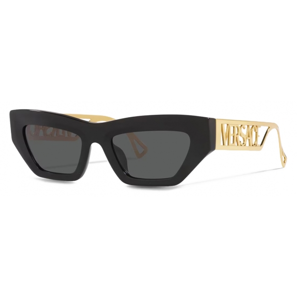 Versace - 90s Vintage Logo Cat-Eye Sunglasses - Black Gold - Sunglasses - Versace Eyewear