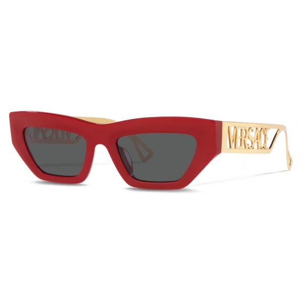 Versace - 90s Vintage Logo Cat-Eye Sunglasses - Red Gold - Sunglasses - Versace Eyewear