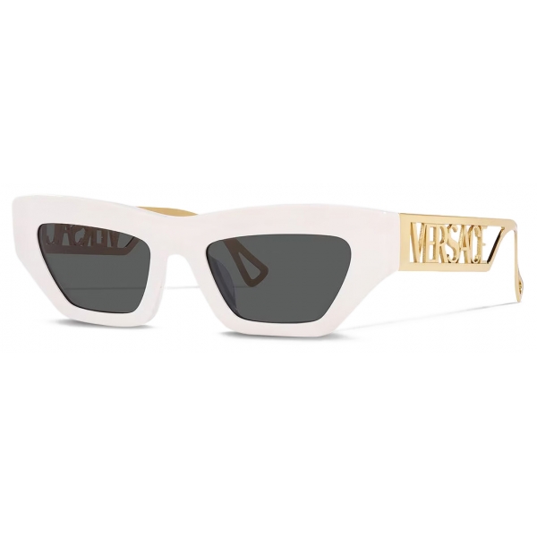 Versace - 90s Vintage Logo Cat-Eye Sunglasses - White Gold - Sunglasses - Versace Eyewear