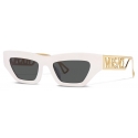 Versace - Occhiale da Sole Cat Eye 90s Vintage Logo - Bianco Oro - Occhiali da Sole - Versace Eyewear
