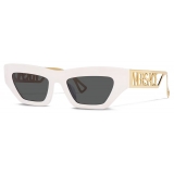 Versace - 90s Vintage Logo Cat-Eye Sunglasses - White Gold - Sunglasses - Versace Eyewear