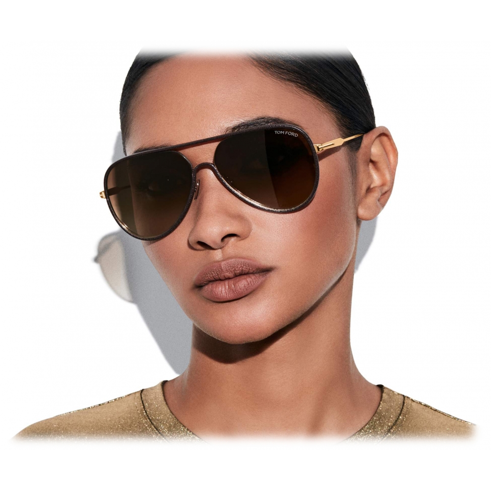 Tom Ford - Jessie Sunglasses - Pilot Sunglasses - Gold Brown - FT1016 ...