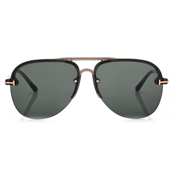 Tom Ford - Terry Sunglasses - Occhiali da Sole Pilota - Marrone Chiaro Verde - FT1004 - Occhiali da Sole - Tom Ford Eyewear
