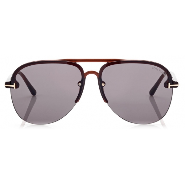 Tom Ford - Terry Sunglasses - Occhiali da Sole Pilota - Marrone Chiaro Fumo - FT1004 - Occhiali da Sole - Tom Ford Eyewear