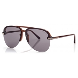 Tom Ford - Terry Sunglasses - Occhiali da Sole Pilota - Marrone Chiaro Fumo - FT1004 - Occhiali da Sole - Tom Ford Eyewear