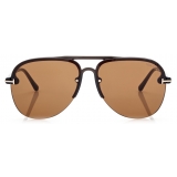 Tom Ford - Terry Sunglasses - Occhiali da Sole Pilota - Marrone Mastice - FT1004 - Occhiali da Sole - Tom Ford Eyewear