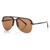 Tom Ford - Terry Sunglasses - Occhiali da Sole Pilota - Marrone Mastice - FT1004 - Occhiali da Sole - Tom Ford Eyewear