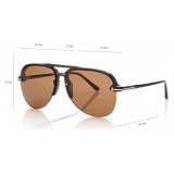 Tom Ford - Terry Sunglasses - Occhiali da Sole Pilota - Marrone Mastice - FT1004 - Occhiali da Sole - Tom Ford Eyewear