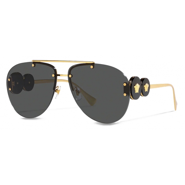 Versace - Double Medusa Aviator Sunglasses - Gold Black - Sunglasses - Versace Eyewear