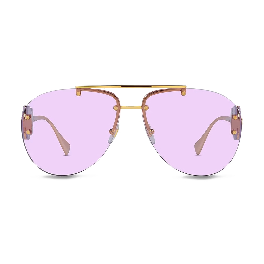 Versace - Double Medusa Aviator Sunglasses - Gold Purple - Sunglasses ...