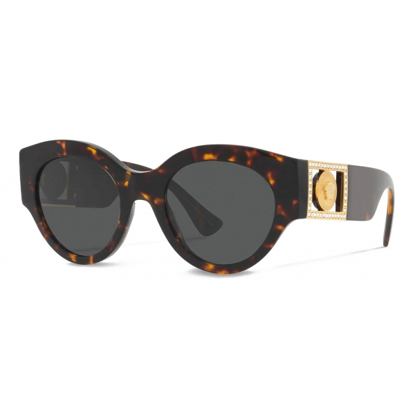 Versace - Double Medusa Squared Sunglasses - Dark Havana - Sunglasses - Versace Eyewear