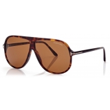 Tom Ford - Spencer Sunglasses - Occhiali da Sole Oversize Pilota - Havana Scuro - FT0998 - Occhiali da Sole - Tom Ford Eyewear