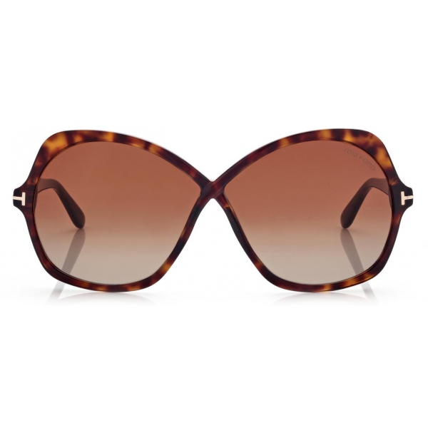 Tom Ford - Rosemin Sunglasses - Occhiali da Sole a Farfalla Oversize - Havana Scuro - FT1013