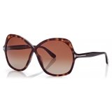 Tom Ford - Rosemin Sunglasses - Oversize Butterfly Sunglasses - Dark Havana - FT1013