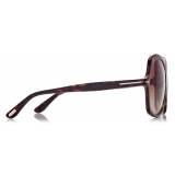 Tom Ford - Rosemin Sunglasses - Occhiali da Sole a Farfalla Oversize - Havana Scuro - FT1013