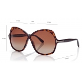 Tom Ford - Rosemin Sunglasses - Occhiali da Sole a Farfalla Oversize - Havana Scuro - FT1013