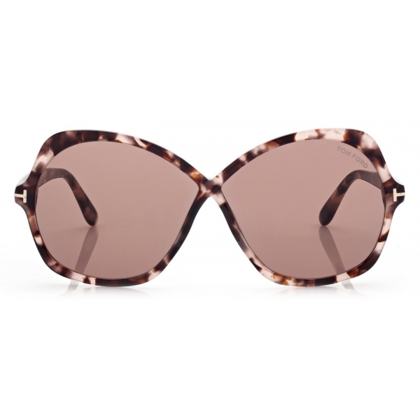 Tom Ford - Rosemin Sunglasses - Occhiali da Sole a Farfalla Oversize - Havana Viola - FT1013