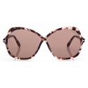 Tom Ford - Rosemin Sunglasses - Occhiali da Sole a Farfalla Oversize - Havana Viola - FT1013