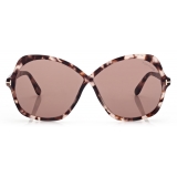 Tom Ford - Rosemin Sunglasses - Occhiali da Sole a Farfalla Oversize - Havana Viola - FT1013