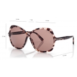 Tom Ford - Rosemin Sunglasses - Occhiali da Sole a Farfalla Oversize - Havana Viola - FT1013