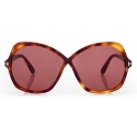 Tom Ford - Rosemin Sunglasses - Occhiali da Sole a Farfalla Oversize - Havana Bionda - FT1013