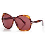 Tom Ford - Rosemin Sunglasses - Occhiali da Sole a Farfalla Oversize - Havana Bionda - FT1013