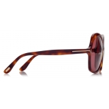 Tom Ford - Rosemin Sunglasses - Occhiali da Sole a Farfalla Oversize - Havana Bionda - FT1013