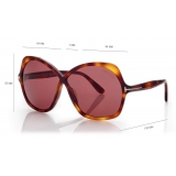 Tom Ford - Rosemin Sunglasses - Occhiali da Sole a Farfalla Oversize - Havana Bionda - FT1013