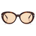 Tom Ford - Lily Sunglasses - Occhiali da Sole Ovale - Havana Scuro - FT1009