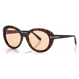 Tom Ford - Lily Sunglasses - Occhiali da Sole Ovale - Havana Scuro - FT1009