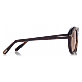 Tom Ford - Lily Sunglasses - Occhiali da Sole Ovale - Havana Scuro - FT1009