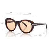 Tom Ford - Lily Sunglasses - Occhiali da Sole Ovale - Havana Scuro - FT1009