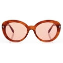 Tom Ford - Lily Sunglasses - Occhiali da Sole Ovale - Havana Bionda - FT1009