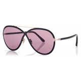 Tom Ford - Rickie Sunglasses - Occhiali da Sole Rotondi - Nero Viola - FT1007