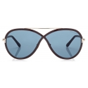 Tom Ford - Rickie Sunglasses - Occhiali da Sole Rotondi - Marrone Scuro Blu