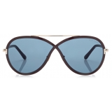 Tom Ford - Rickie Sunglasses - Occhiali da Sole Rotondi - Marrone Scuro Blu