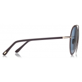 Tom Ford - Rickie Sunglasses - Occhiali da Sole Rotondi - Marrone Scuro Blu