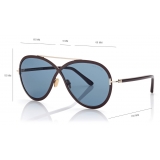 Tom Ford - Rickie Sunglasses - Occhiali da Sole Rotondi - Marrone Scuro Blu