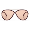 Tom Ford - Rickie Sunglasses - Occhiali da Sole Rotondi - Bordeaux Marrone - FT1007