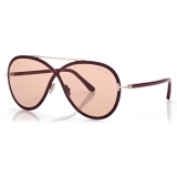 Tom Ford - Rickie Sunglasses - Occhiali da Sole Rotondi - Bordeaux Marrone - FT1007