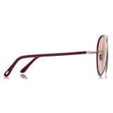 Tom Ford - Rickie Sunglasses - Occhiali da Sole Rotondi - Bordeaux Marrone - FT1007